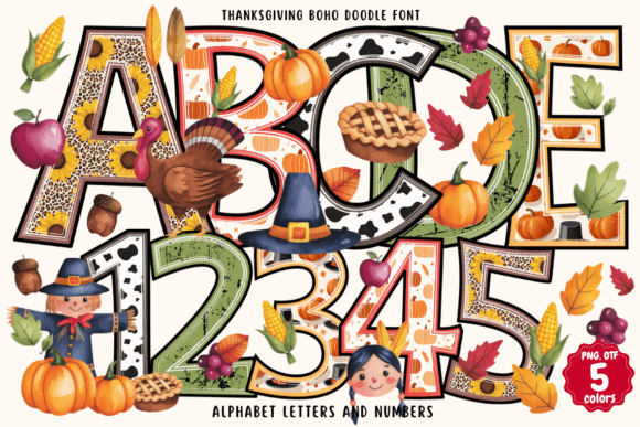 Thanksgiving Boho Doodle Font for Web Design